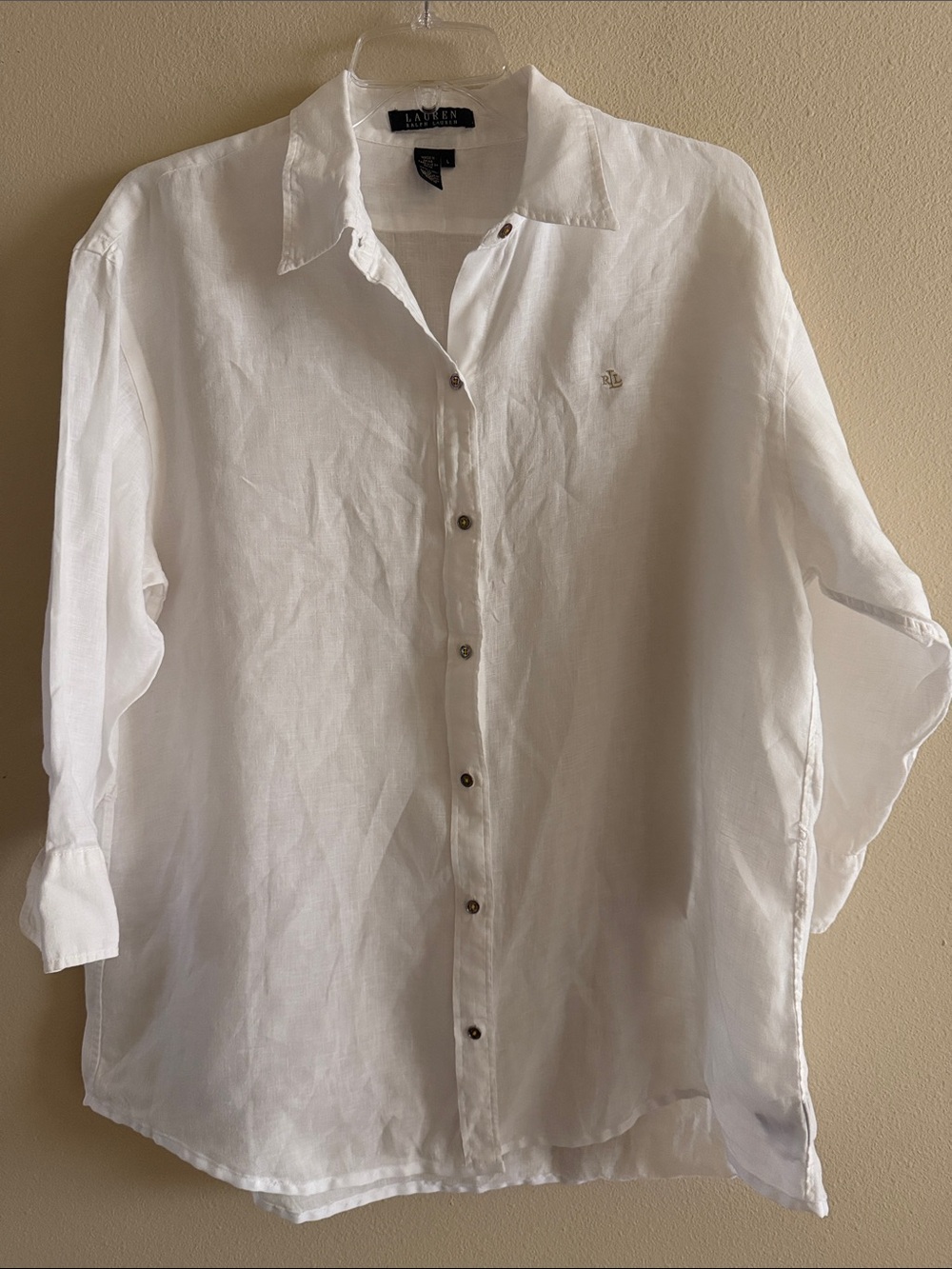 Lauren Ralph Lauren White Linen Button-Down Shirt